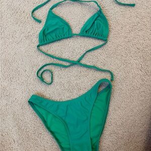 Target Green Triangle String Bikini Top and Bottom
